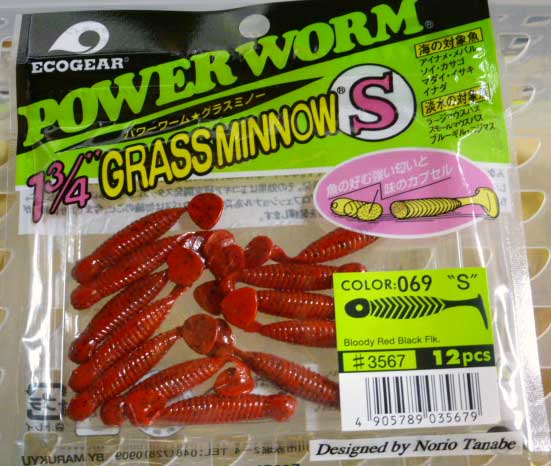 GRASS MINNOW-S 069: Blood Red + Black Flk. GRASS MINNOW-S 069: Blood Red + Black Flk.